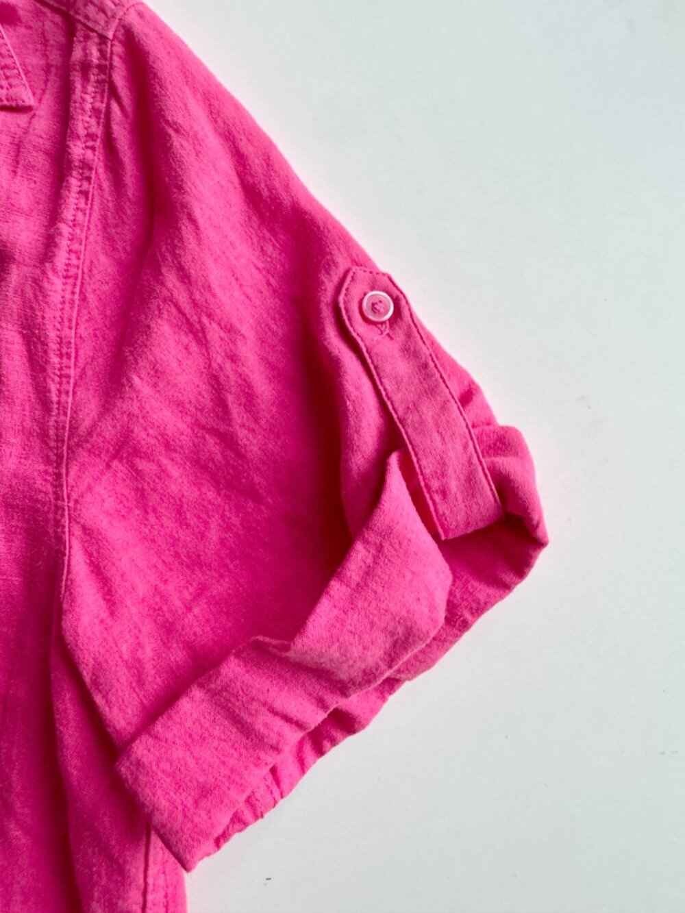 Aritzia BABATON Utility Pink Linen Short Sleeve Button Up Shirt Blouse, Size XS - Picture 7 of 16